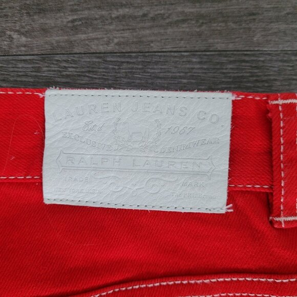 LRL Lauren Jeans Co Red Pants Size 12 Womens Cotton Straight Leg Stretch - Picture 7 of 7